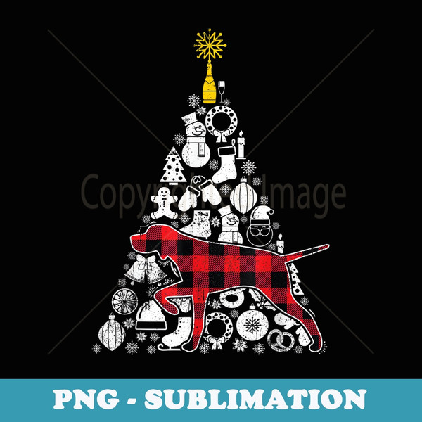 Red Plaid GSP Christmas Tree Ornament Decor Xmas Pajama - Instant Sublimation Digital Download