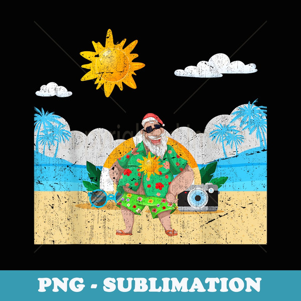 Funny Santa Claus Tropical Summer Christmas In July - Exclusive PNG Sublimation Download