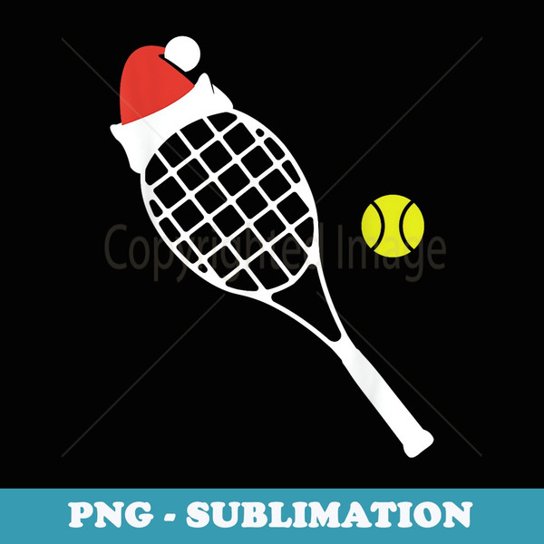 Christmas Tennis Racket Santa Hat Xmas Tennis Ball Sports - Elegant Sublimation PNG Download