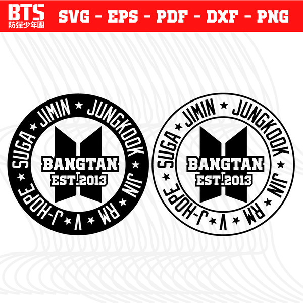 BTS Logos Bundle - Bangtan, Jimin, Jin, Jungkuk, RM, V, J-Hope, Suga - Kpop - BTS Army - svg, png, eps, dxf, pdf