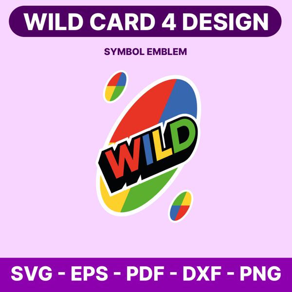 Wild Card 4 Designs Emblem and Outline- svg, eps, pdf, dxf, png Clipart and Cricut, Digital Download