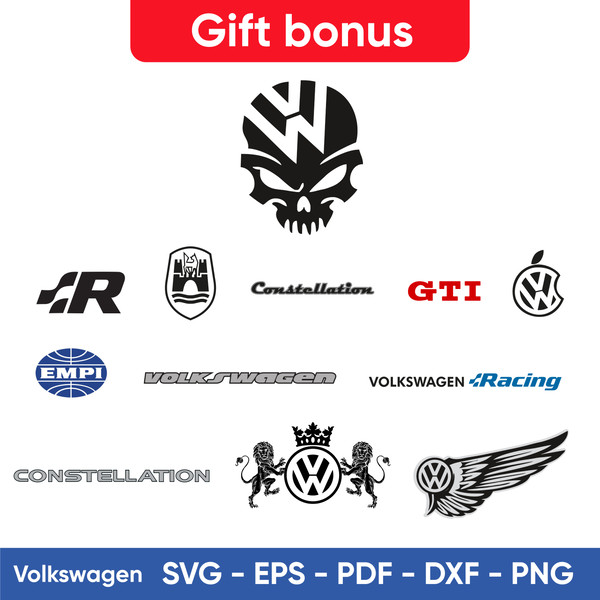 Volkswagen logos Vector SVG Bundle: Layered SVG, Cricut Cut Files, Car Logos + Bonus Gifts