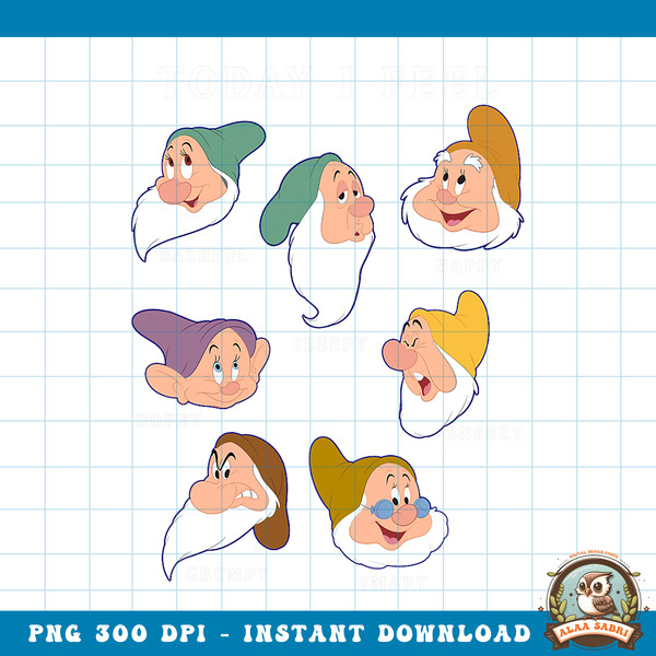 Disney Snow White And The Seven Dwarfs Expressions Today png, digital download, instant .jpg