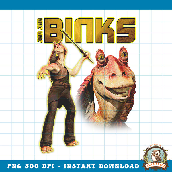Star Wars Jar Jar Binks Combat Pose _ Big Head Background png, digital download, instant .jpg