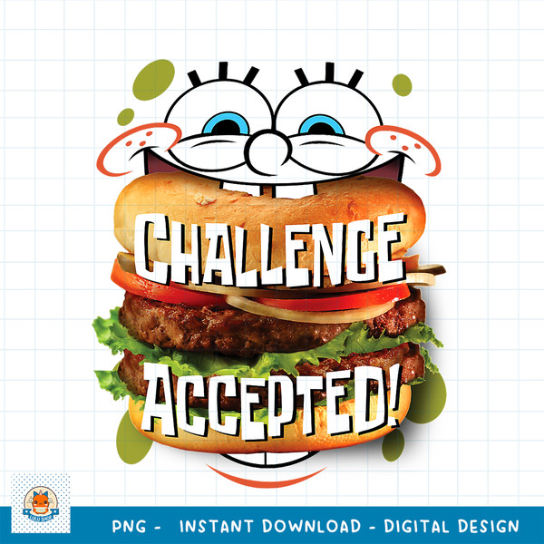 Spongebob SquarePants Burger Challenge Accepted png, digital download .jpg