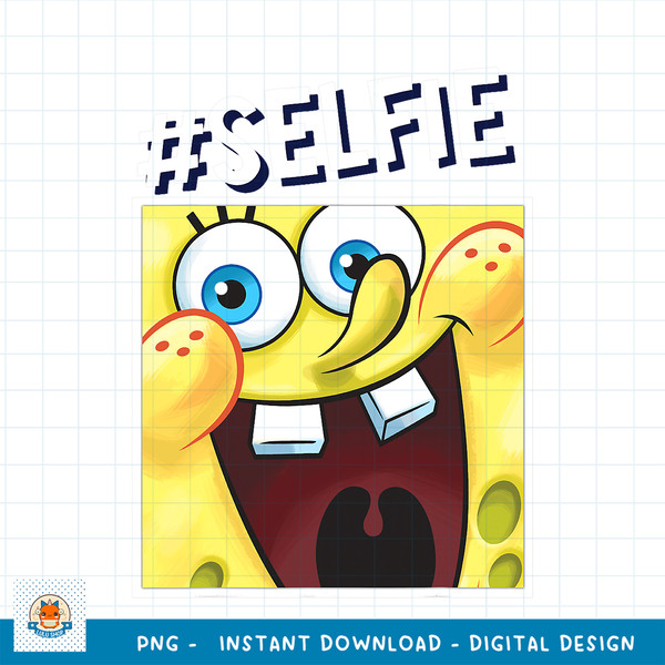 Spongebob SquarePants HashTag Selfie Smiling png, digital download .jpg