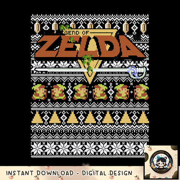 Nintendo Zelda 8-Bit Ugly Holiday Sweater Graphic png, digital download, instant png, digital download, instant .jpg