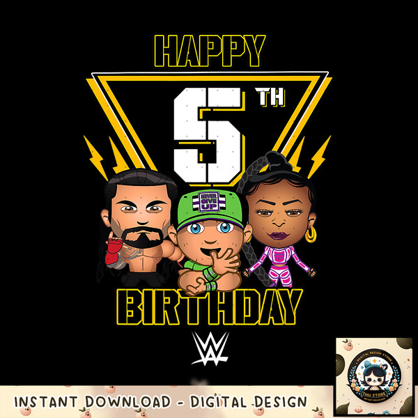 WWE Happy 5th Birthday Wrestler Emojis png, digital download, instant .jpg