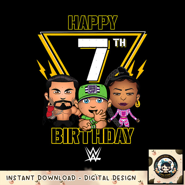 WWE Happy 7th Birthday Wrestler Emojis png, digital download, instant .jpg