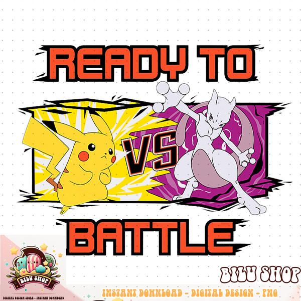 Pokemon  - Pikachu Mewtwo Ready To Battle T-Shirt .jpg
