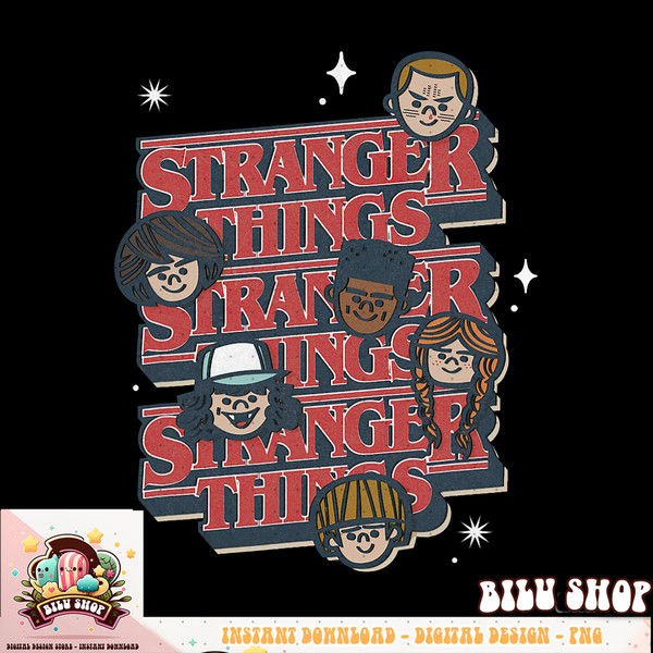 Stranger Things 4 Group Shot Comic Heads T-Shirt .jpg