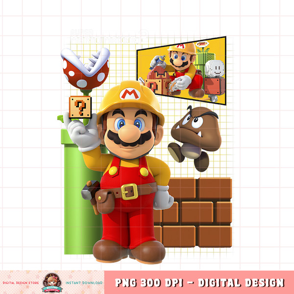 Super Mario Maker 2 Game Play Portrait Grid Background png, digital download, instant .jpg