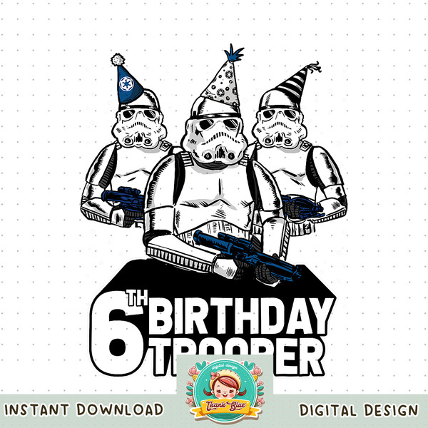 Star Wars Stormtrooper Party Hats Trio 6th Birthday Trooper png, digital download, instant .jpg