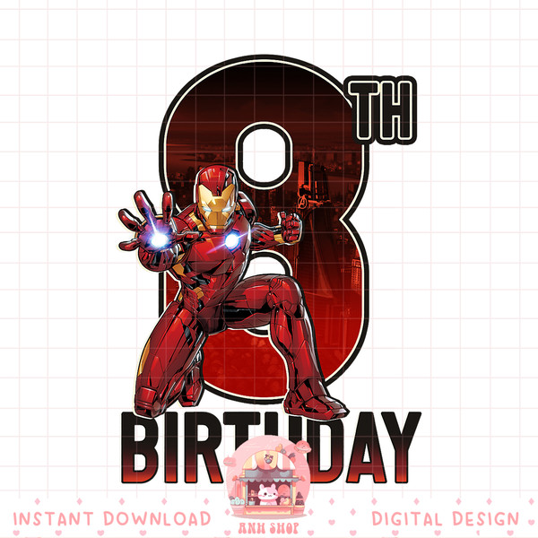 Marvel Iron Man 8th Birthday Action Pose Graphic png, digital download, instant png, digital download, instant .jpg