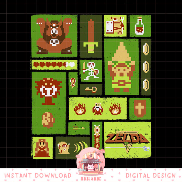 Nintendo The Legend of Zelda 8-bit Character Layout png, digital download, instant png, digital download, instant .jpg