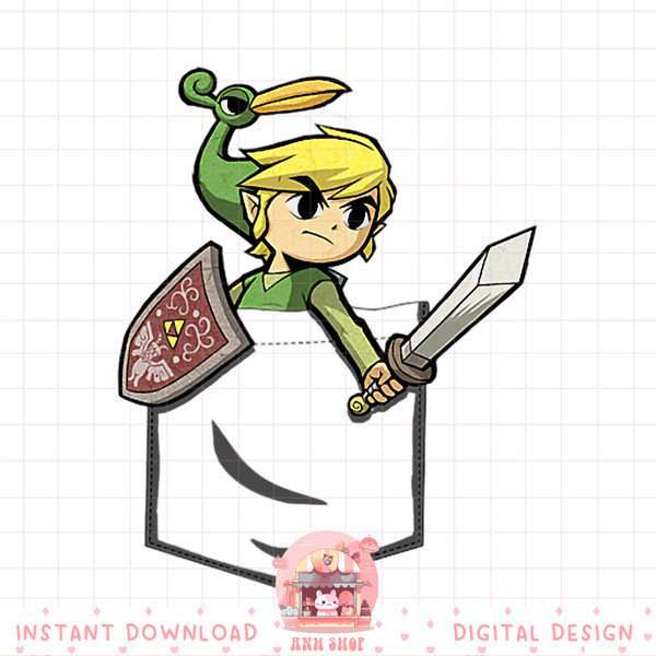 Nintendo Zelda Classic Cute Link Faux Pocket Art png, digital download, instant png, digital download, instant .jpg