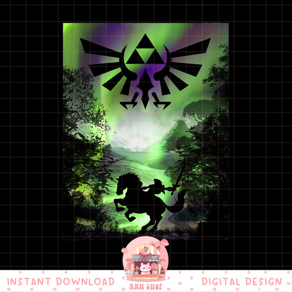 Nintendo Zelda Link Epona Hyrule Aurora Silhouette png, digital download, instant png, digital download, instant .jpg