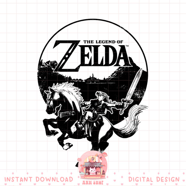 Nintendo Zelda Link Epona Hyrule Blackout Badge png, digital download, instant png, digital download, instant .jpg