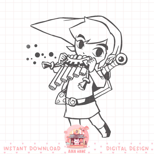 Nintendo Zelda Young Link _ Flute Cartoon Line Art png, digital download, instant png, digital download, instant .jpg