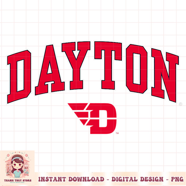 Dayton Flyers Arch Over Logo Officially Licensed Black PNG Download.jpg