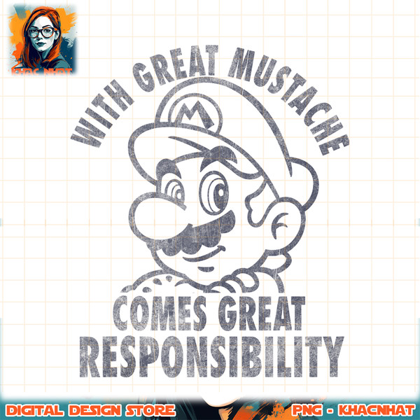 Super Mario With Great Mustache Comes Great Responsibility Tank Top .jpg