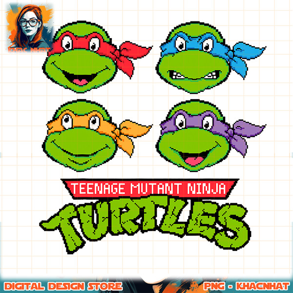Teenage Mutant Ninja Turtles 16-Bit Turtle Heads png, digital download, instant .jpg