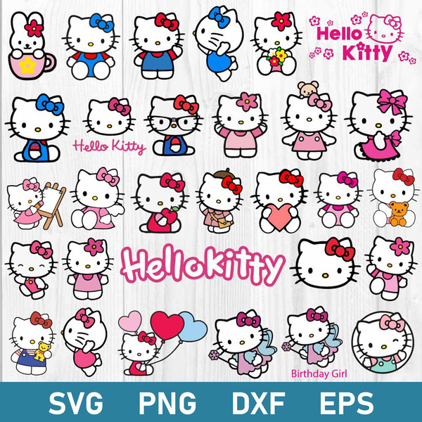 Hello Kitty Bundle Svg, Hello Kitty Svg, Cat Svg, Cartoon Svg, Png Dxf Eps Digital File.jpeg
