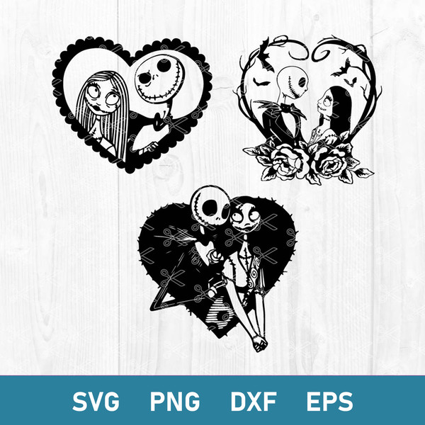 Jack And Sally Bundle Svg, Jack And Sally Svg, Jack Skellington Svg, Sally Svg, Png Dxf Eps Digital File.jpeg