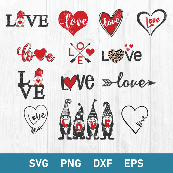 Love Bundle Svg, Love Svg, Gnome Love Svg, Valentine Svg, Png Dxf Eps Digital File.jpg