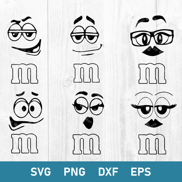 M and M Face Bundle Svg, M and M Face Svg, M&M Faces Svg, M's Face Letter M Logo Svg, Png Dxf Eps File.jpg