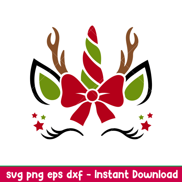 Christmas Unicorn 2, Christmas Unicorn Svg, Reindeer Svg, Christmas Svg, Holy Unicorn Svg, png, dxf, eps file.jpeg