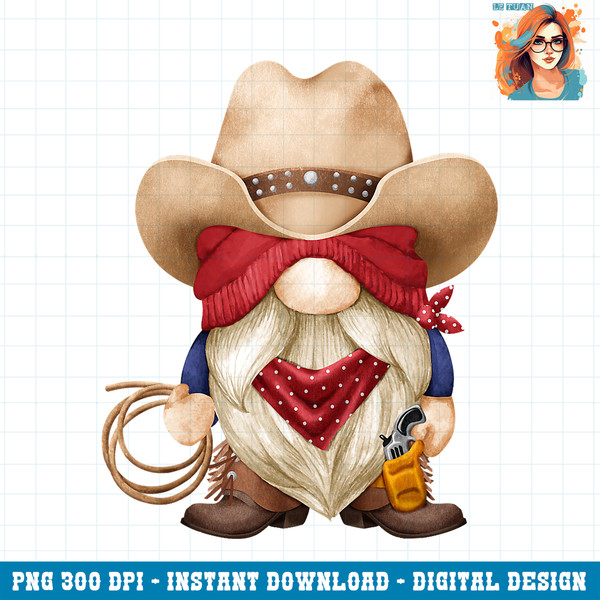 Cute Cowboy Grandpa With Western Decor For Farmer With Gnome PNG Download.jpg