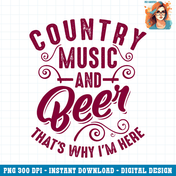 Funny Country Music And Beer Cute Singer Alcohol Lover Gift PNG Download.jpg