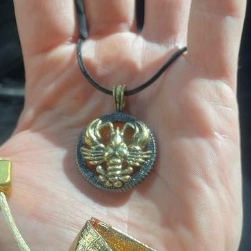 Cancer necklace Zodiac Sign Round Necklace Gold black brass amber cancer pendant necklace Amulet Necklace Large.jpg