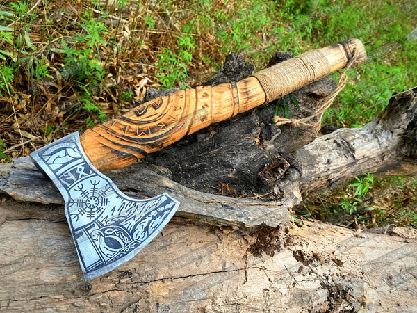 Custom Gift Hand Forged Carbon Steel VIKING AXE with Rose Wood Shaft, Wedding Gift, Axe,Axes Best Birthday Gift,