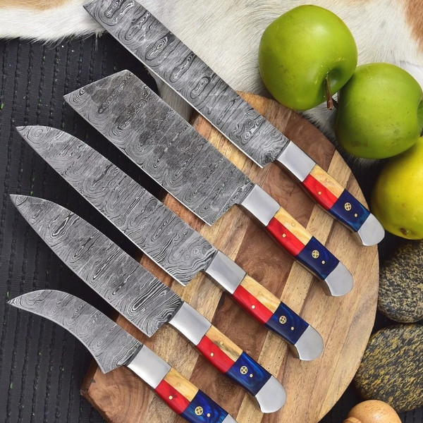 Handmade Damascus Chef Knife Set Of 5 Pcs (1).jpeg