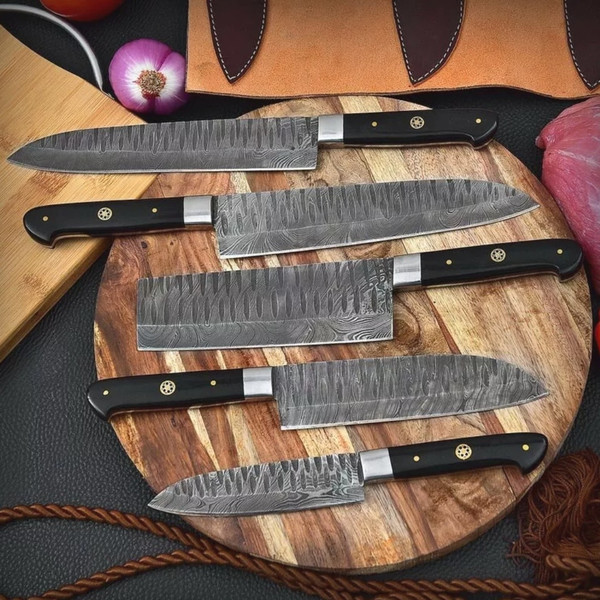 Handmade Damascus Chef Knife Set Of 5 Pcs (8).jpeg