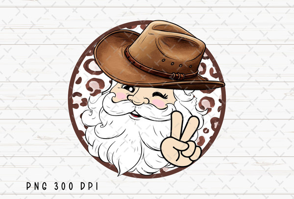 Cowboy Santa PNG File, Retro Cowboy Christmas Sublimation, Christmas Western Design, Instant Digital Download.jpg