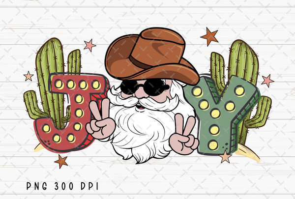 Joy PNG File, Retro Cowboy Santa Sublimation, Cowboy Christmas, Christmas Western Design, Instant Digital Download.jpg