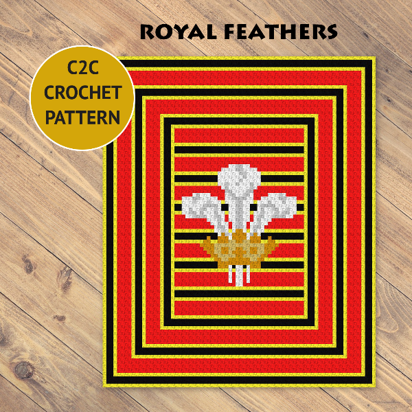 5. Royal Feathers c2c crochet blanket pattern
