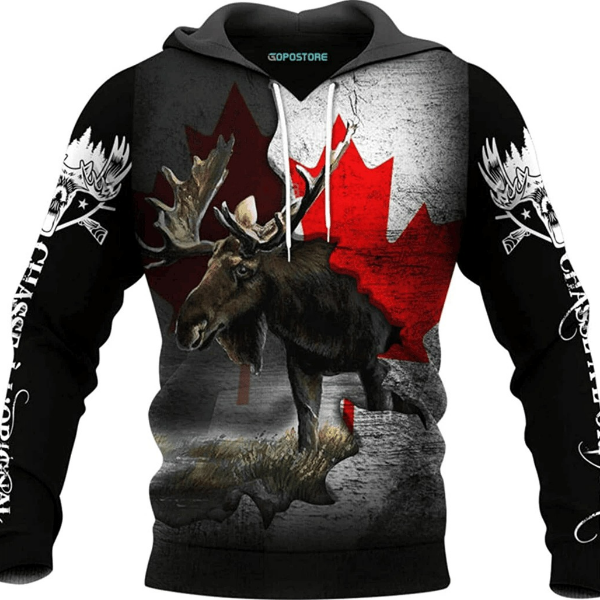 Moose Hunting All Over Print Hoodie Zip Hoodie Fleece Hoodie 3D, Moose Hunting Hoodie Zip Hoodie 3D 30