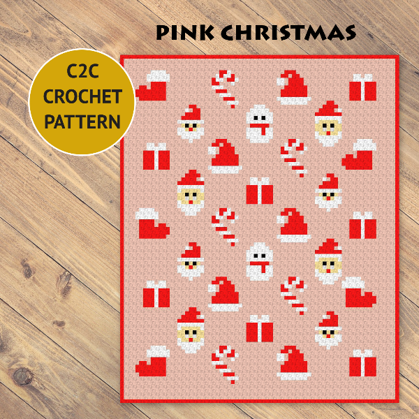 4. Pink Christmas crochet blanket pattern