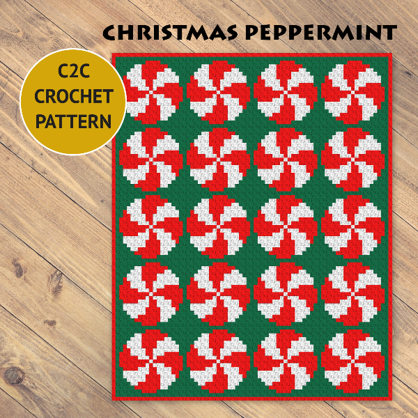 4. Christmas Peppermint crochet blanket pattern