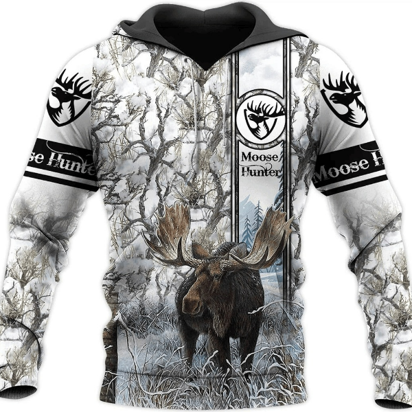 Personalized Moose Hunting All Over Print Hoodie Zip Hoodie Fleece Hoodie 3D, Moose Hunting Hoodie Zip Hoodie 3D T94