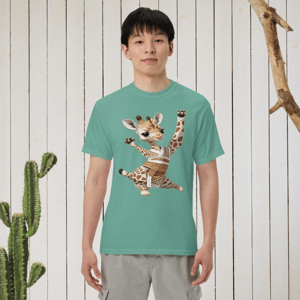 Giraffe Beautiful giraffe dancing Unisex garment-dyed heavyweight t-shirt