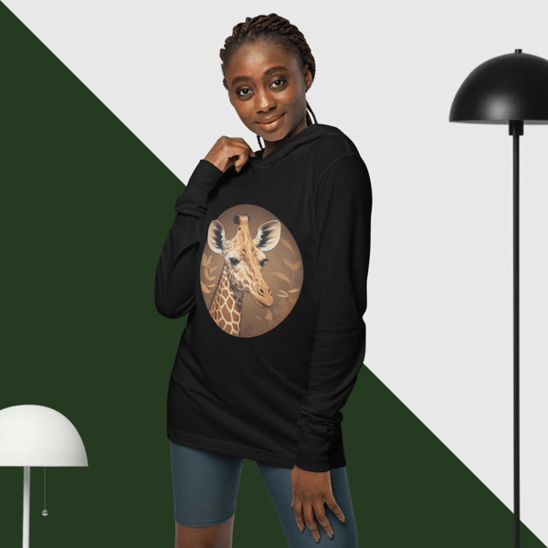 round logo giraffe bundle, giraffe vector giraffe retro Hooded long-sleeve tee