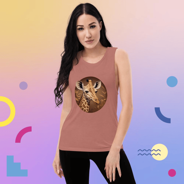 round logo giraffe bundle, giraffe vector, giraffe retro Ladies’ Muscle Tank