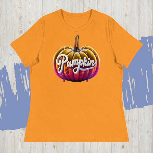 Pumpkin, Pumpkins, pumpkin Vector halloween Beautiful girl, pumpkin png, Тыква Women's Relaxed T-Shirt