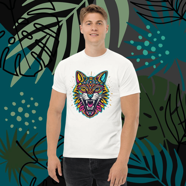 The Howl Cat is howl tigers is howl animal howl retro vector howl pets Men's classic tee