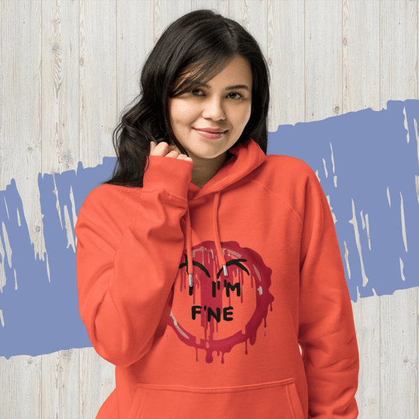 Im fine everythings fine but im, quote I am fine retro i'm fine vector im fine fashion Unisex eco raglan hoodie